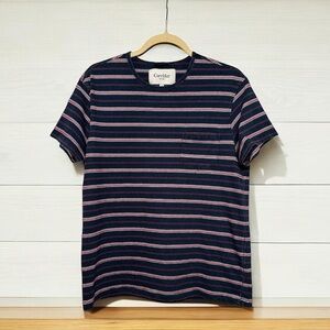 Corridor NYC Textured Stripe T Shirt AW20 Blue Red White Mens Small Pocket